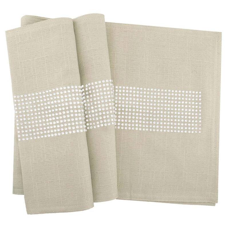 Sparkles Home Rhinestone Stripe Table Runner - 72 - Linen