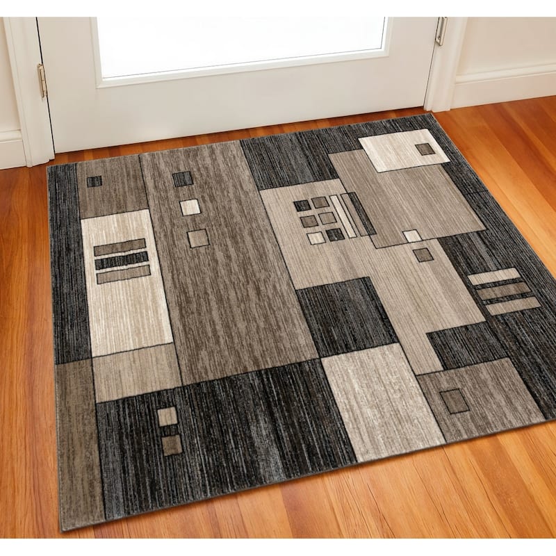HomeRoots Geometric Modern Square Area Rug - 2' X 2' - 2' X 2'