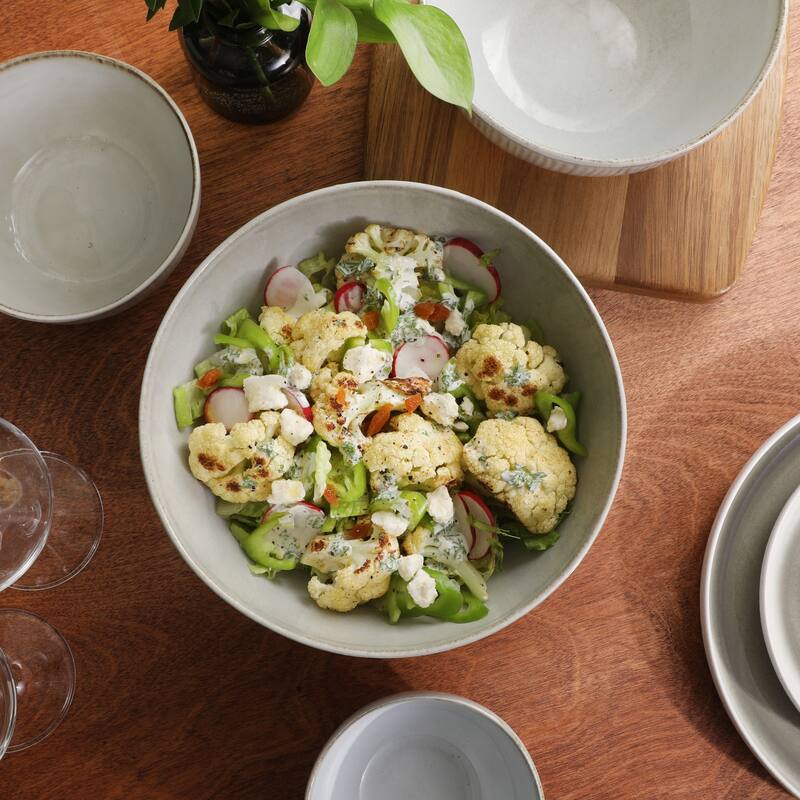 Gibson Elite Sandy Pines 4 Piece Nesting Bowl Set, 4", 5.5", 7" & 9" Round Stoneware Reactive Glaze Finish, Prep & Serving Bowls