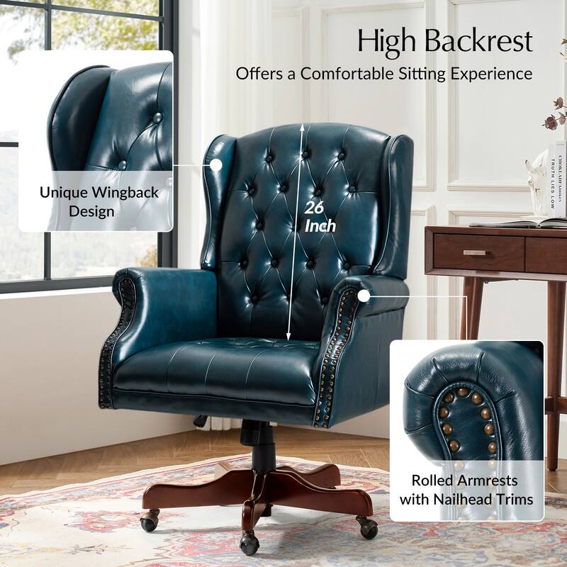 Maximiliano Modern Swivel Executive Chair with Tufted Back by HULALA HOME