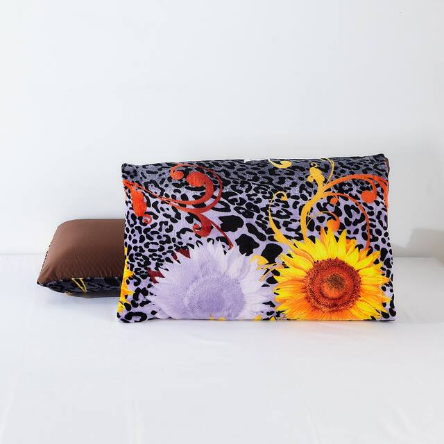 3-Piece Floral Printed Sherpa-Backing Reversible Comforter Set