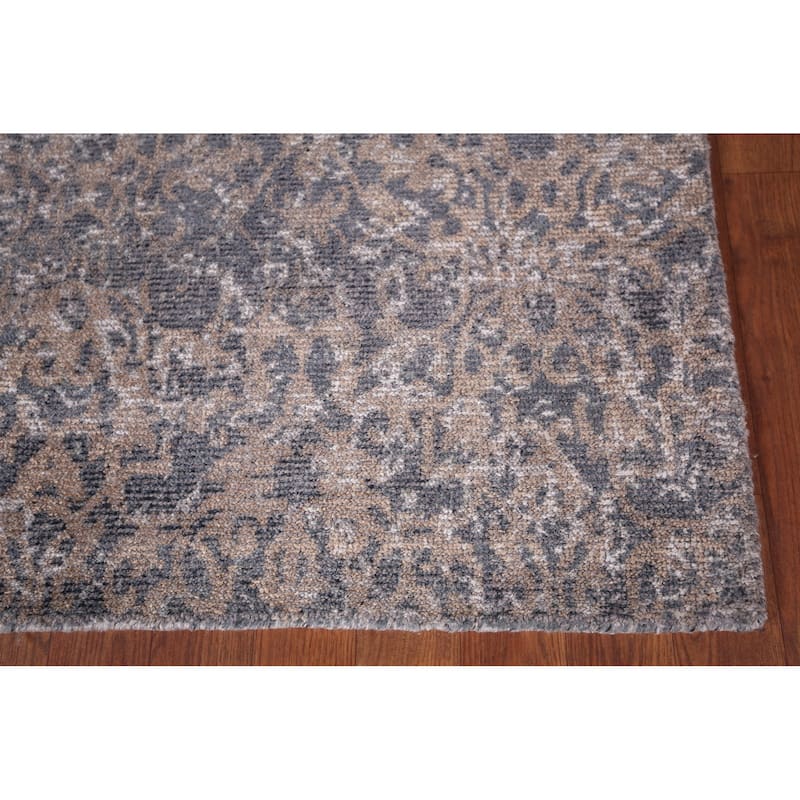 Contemporary Abstract Square Area Rug Hand-Knotted Wool Carpet - 5'2" X 4'11"
