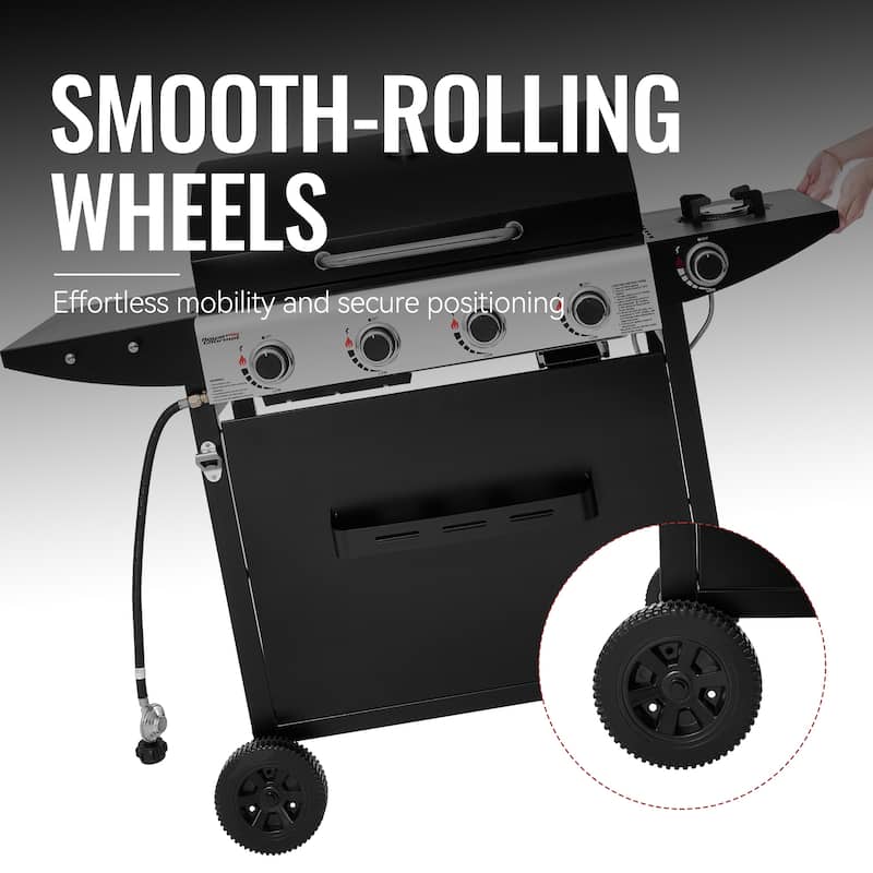 Royal Gourmet 4-Burner Gas Grill with Side Burner&Front Spice Rack