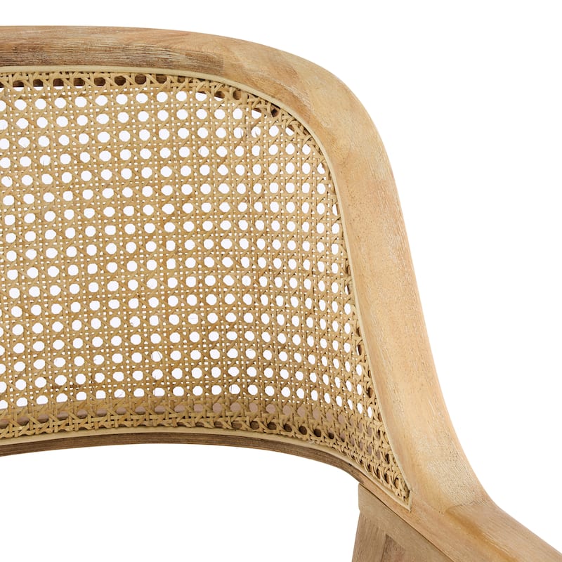 Christopher Knight Home - Mid-Century Modern Upholstered Cane Back Dining Chairs with Rubberwood Frame