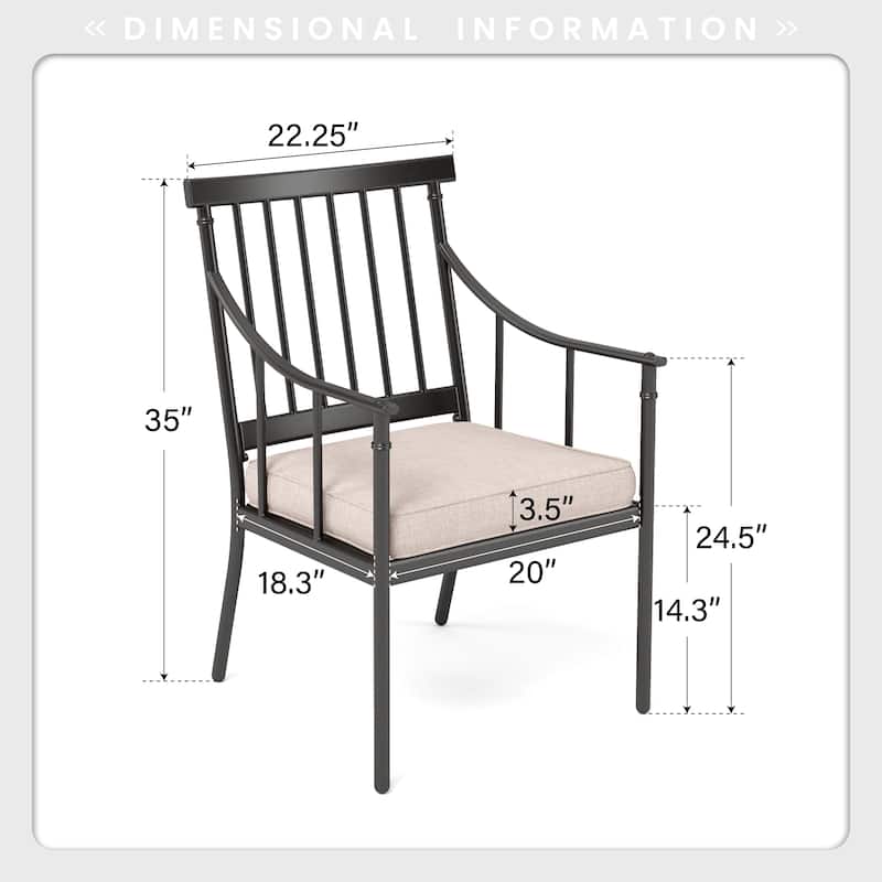 MAISON ARTS 7-Piece Patio Dining Set Steel Panel Table & 6 Dining Arm Chairs