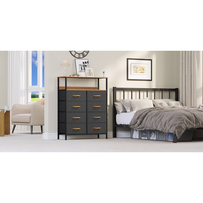 Modern Wide Dresser Storage Tower with 8 Drawers