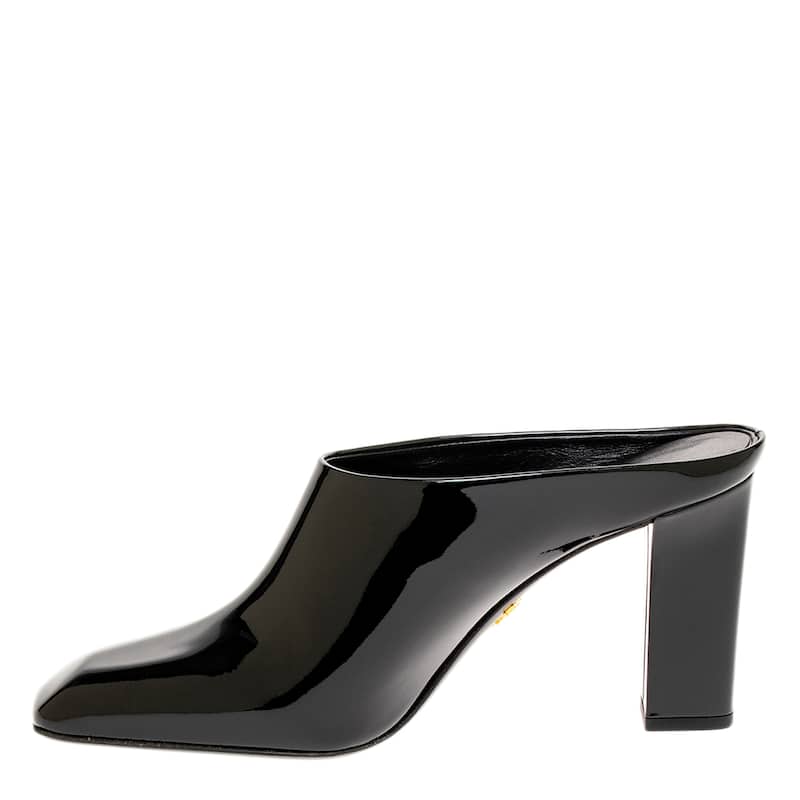 Prada Square Toe Patent Leather Mules