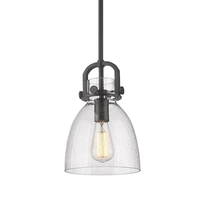 Innovations Lighting 410-1SS-12-8 Newton Bell Pendant Newton Bell 8" - Matte Black / Seedy