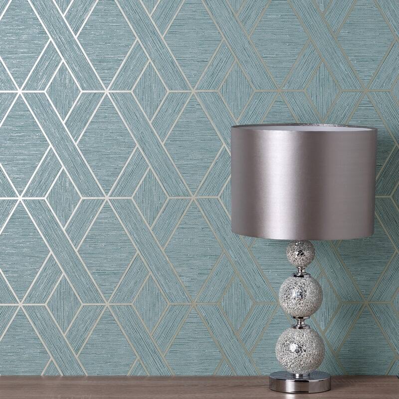 Fine Decor Malcolm Teal Geo Wallpaper