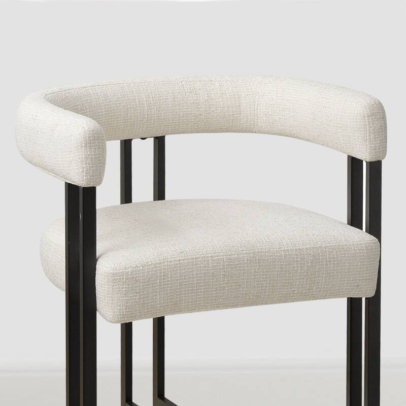 25" Seat Height Upholstered Tweed Black Matel Counter Stool