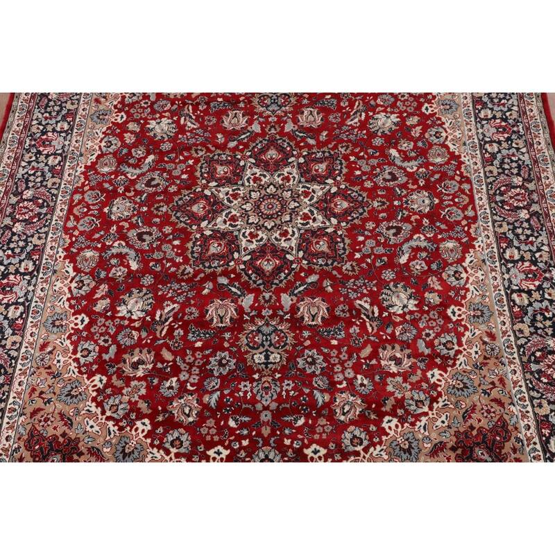 Kashan Turkish Area Rug Machine Made Polyester Carpet 8'10" x 11'10