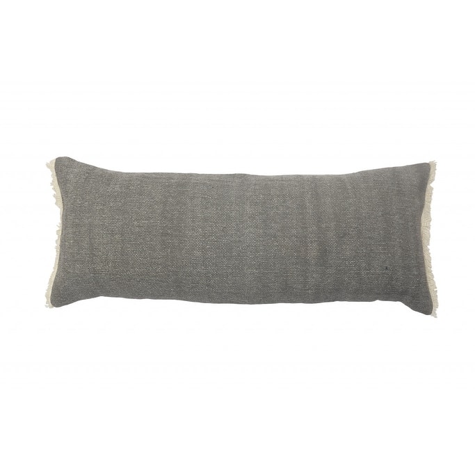 HomeRoots 14" X 36" Gray And Off-White 100% Cotton Zippered Pillow