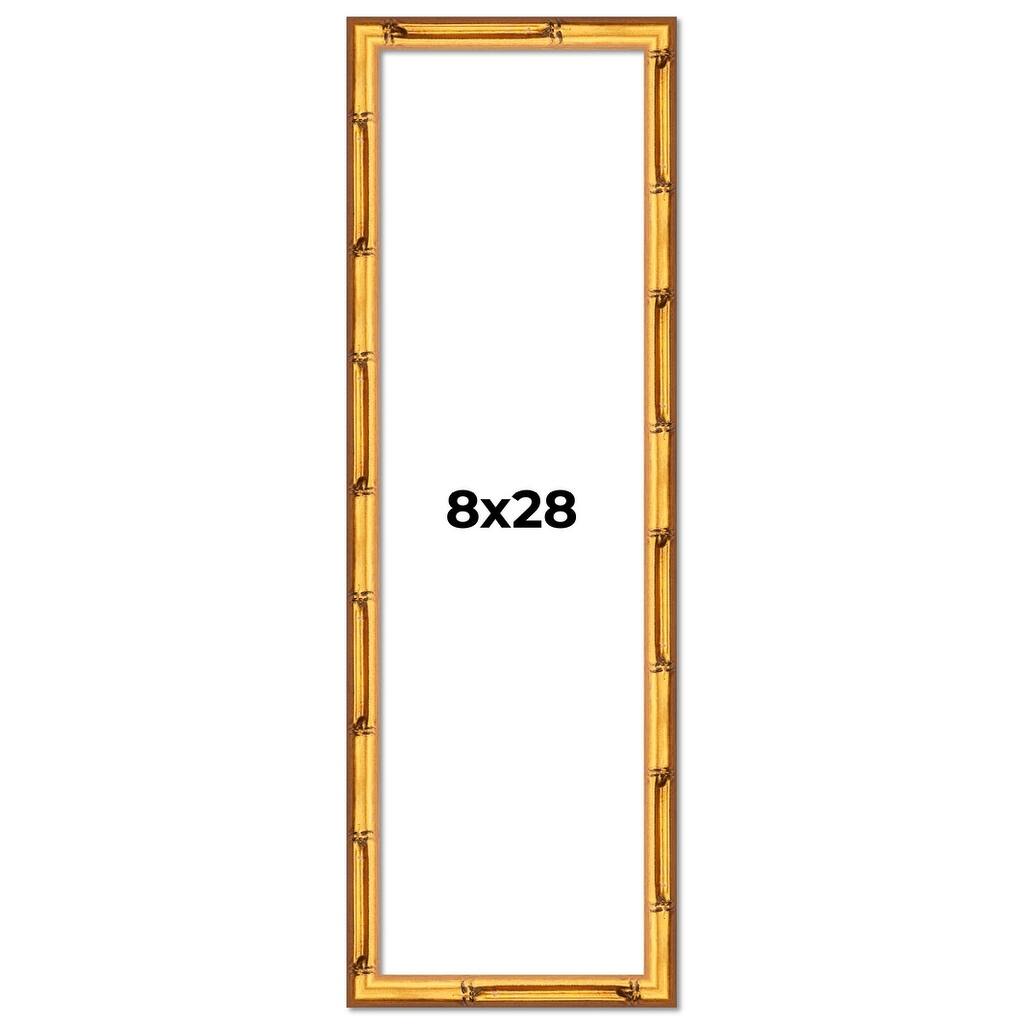 8x28 Frame Gold Bamboo Solid Wood Picture Frame | 1 Inch Moulding