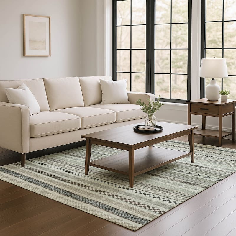 Premium Washable Super Soft Boho Stripes Mayfield Rug - Taupe - 10' x 14'