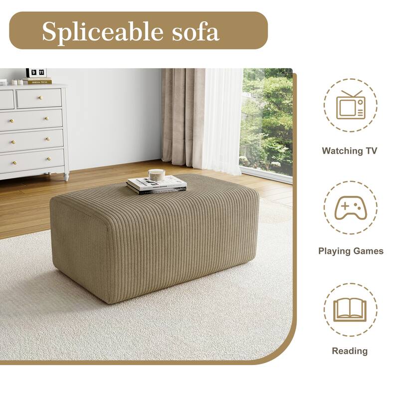 UIXE Oversize Corduroy Rectangle Ottomans And Poufs
