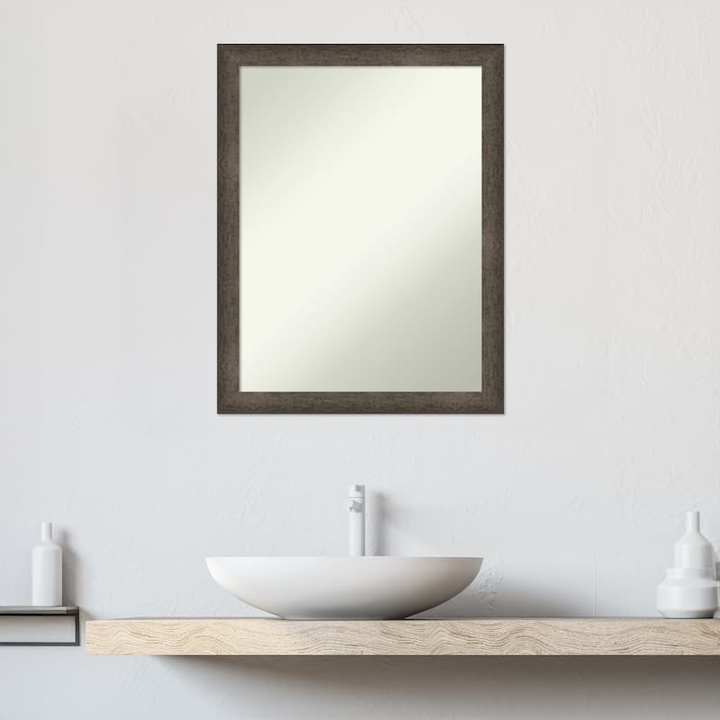 Dappled Narrow Non-Beveled Wood Framed Bathroom Vanity Wall Mirror