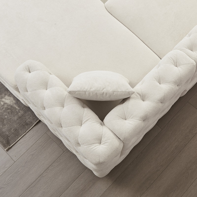 126" Chenille U-Shaped Sectional Sofa with Dual Chaise Lounges and 2 Pillows