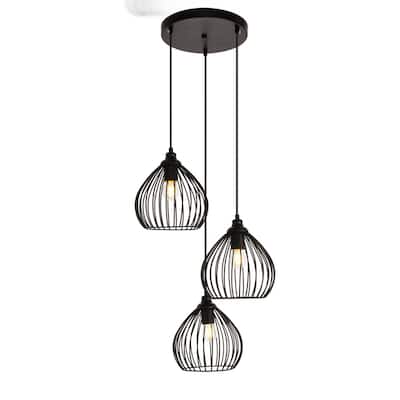Sayer Collection Pendant D16.0'' H23.1 Lt:3 Black Finish