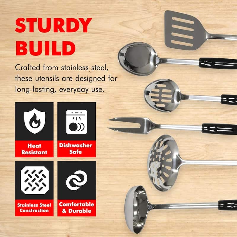 Chef Craft 6 Piece Heavy Duty Stainless Steel Kitchen Tool and Utensil Set