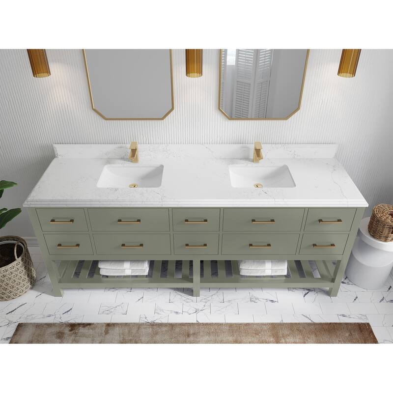 Willow Collections 84 in. W x 22 in. D Parker Double Sink Bathroom vanity with Regular Countertop