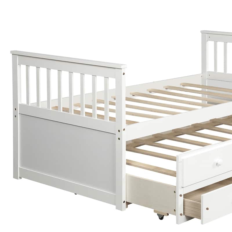 TOPMAX Captain's Bed Twin Daybed with Trundle Bed and Storage Drawers