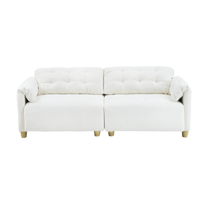 83.1" Flannelette 3-Seater Sofa with High-Density Foam, Solid Wood Frame, Easy Assembly