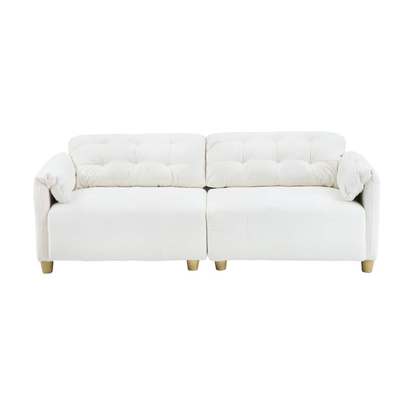 Cloud Loveseat Sofa, Futon Sofa with Storage Space, Straight-Line Sofa with Upholstered Backrest 2-Seat Armchair