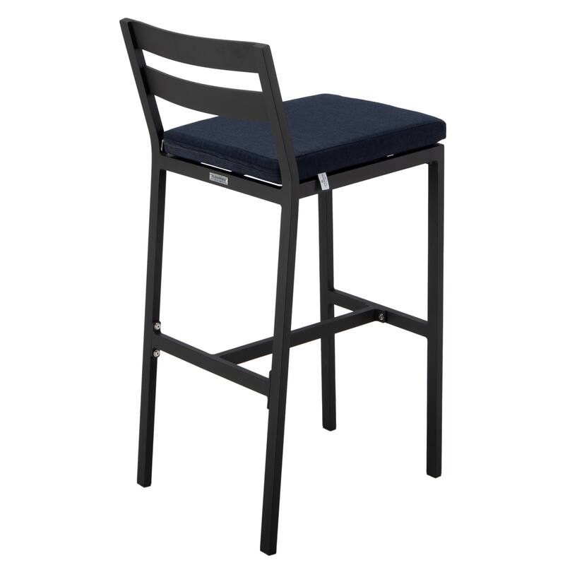 Patio Bar Stool in Powder-Coated Aluminum Frame with Removable Cushion Set of 2