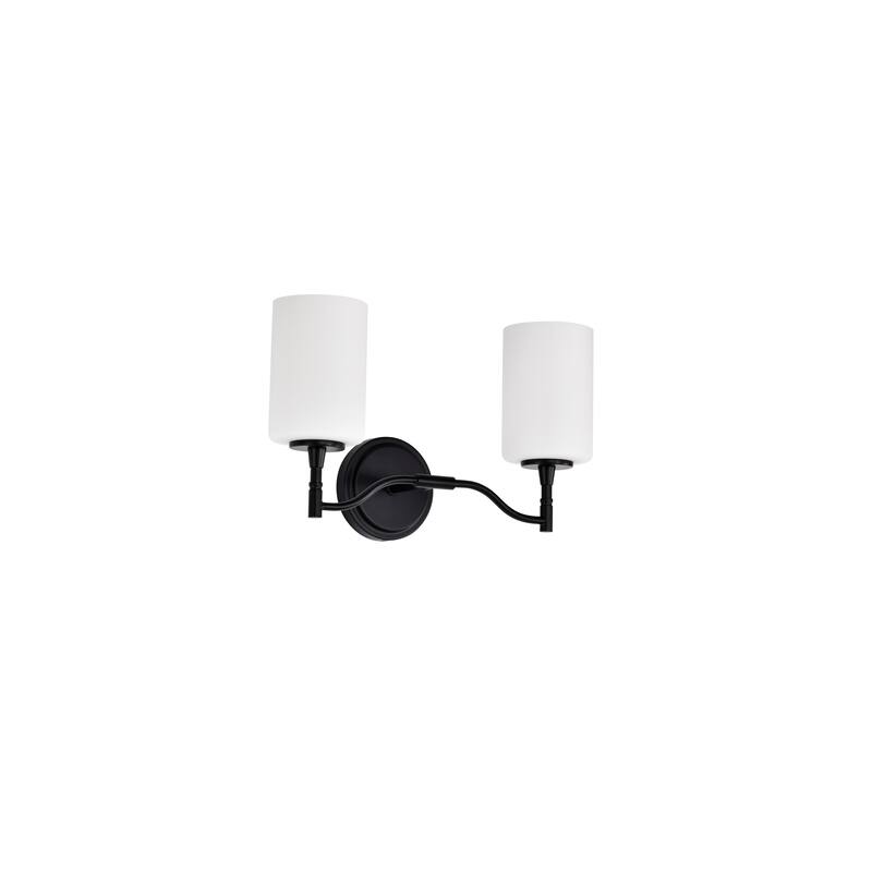 Liam 2 Light Vanity Matte Black White Opal Glass - Matte Black - Matte Black