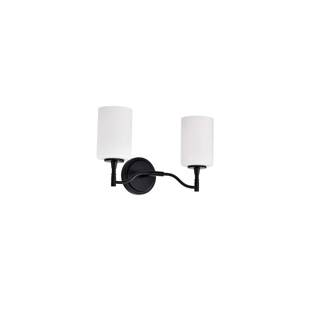 Liam 2 Light Vanity Matte Black White Opal Glass - Matte Black