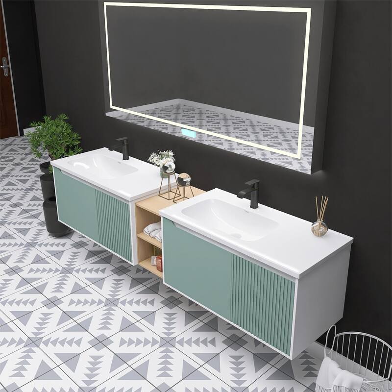 Bathroom Vanity With Sink In 32/36/40/84/76/92 Inch, Floating Bathroom Vanity With Soft Close Door