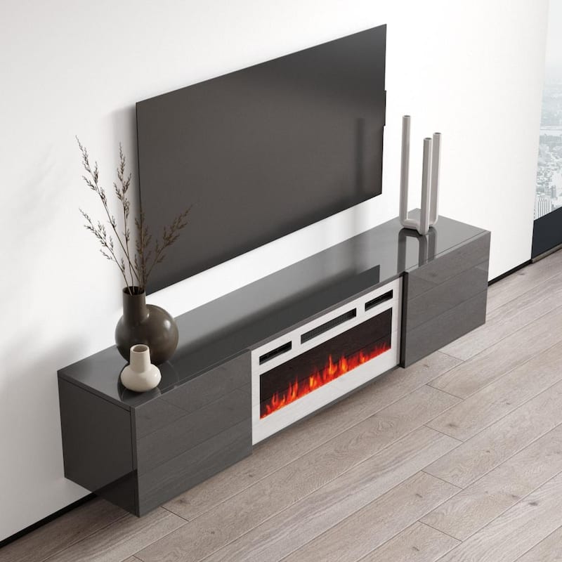 Cali WH-EF Wall Mounted Electric Fireplace Modern 72" TV Stand