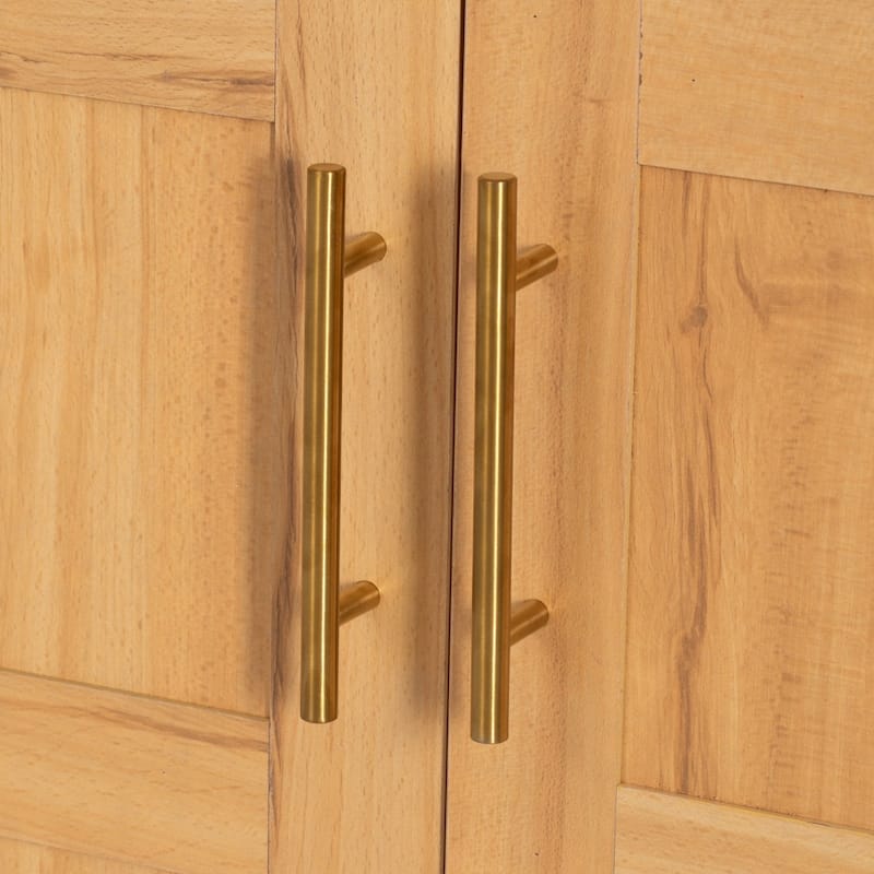 71" Tall Arched Pantry Cabinet with Shelves, Hidden Drawer and Glass Door