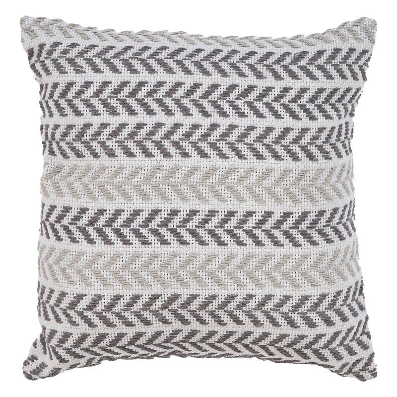 Set of Two 18" X 18" Gray Beach Chevron Cotton Zippered Pillow