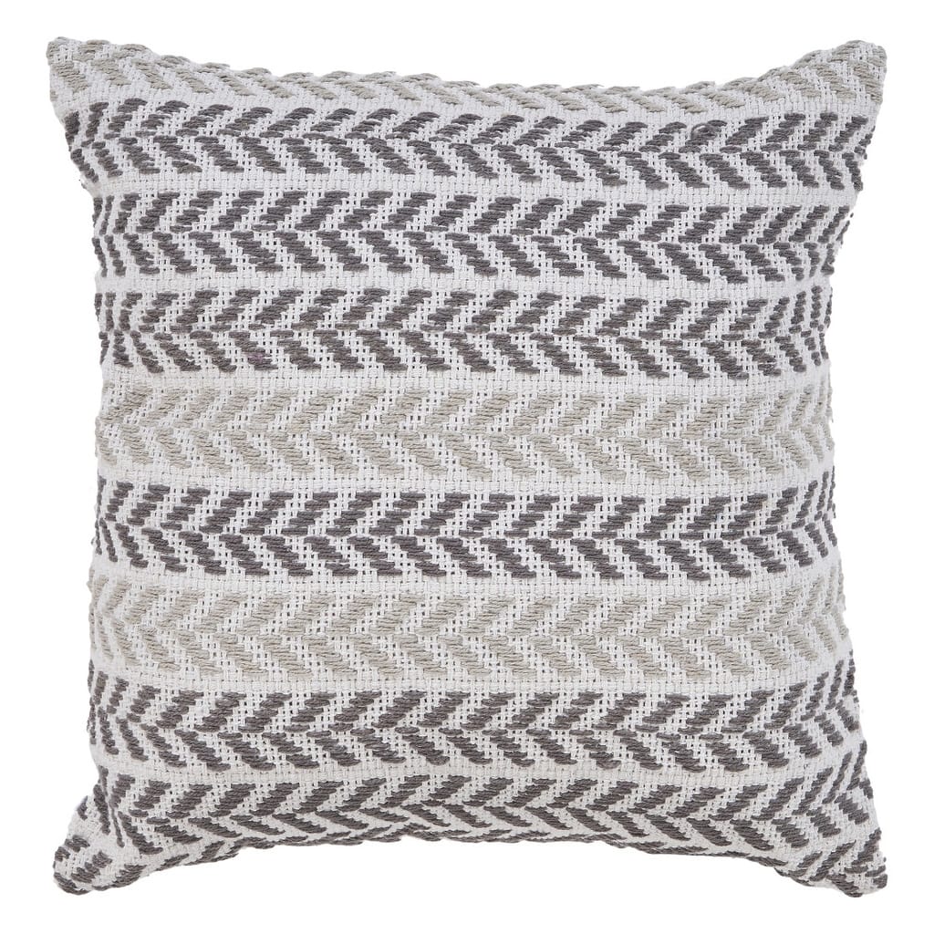 Set of Two 18" X 18" Gray Beach Chevron Cotton Zippered Pillow