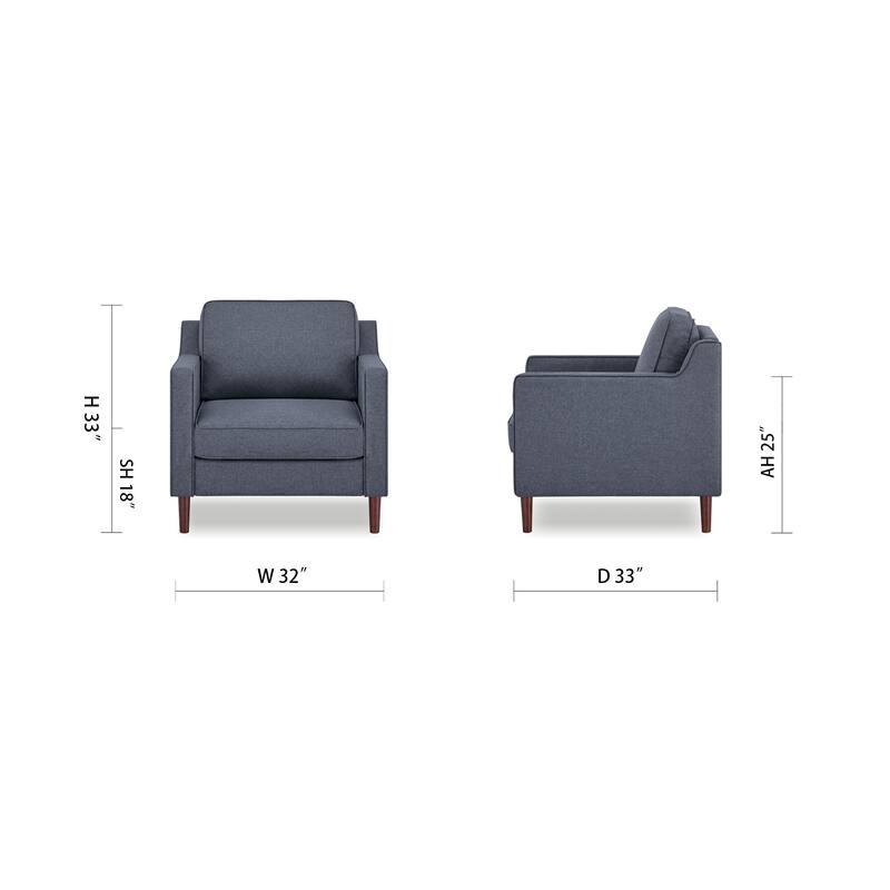 Artdeco Home - Sedona Modern Accent Chair, Faux Linen / Vegan Leather Armchair