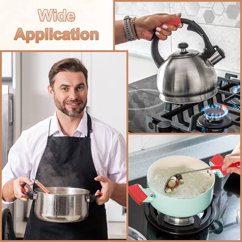 4 Pcs Silicone Assist Hot Pan Handle Holder, Square Edge Arc