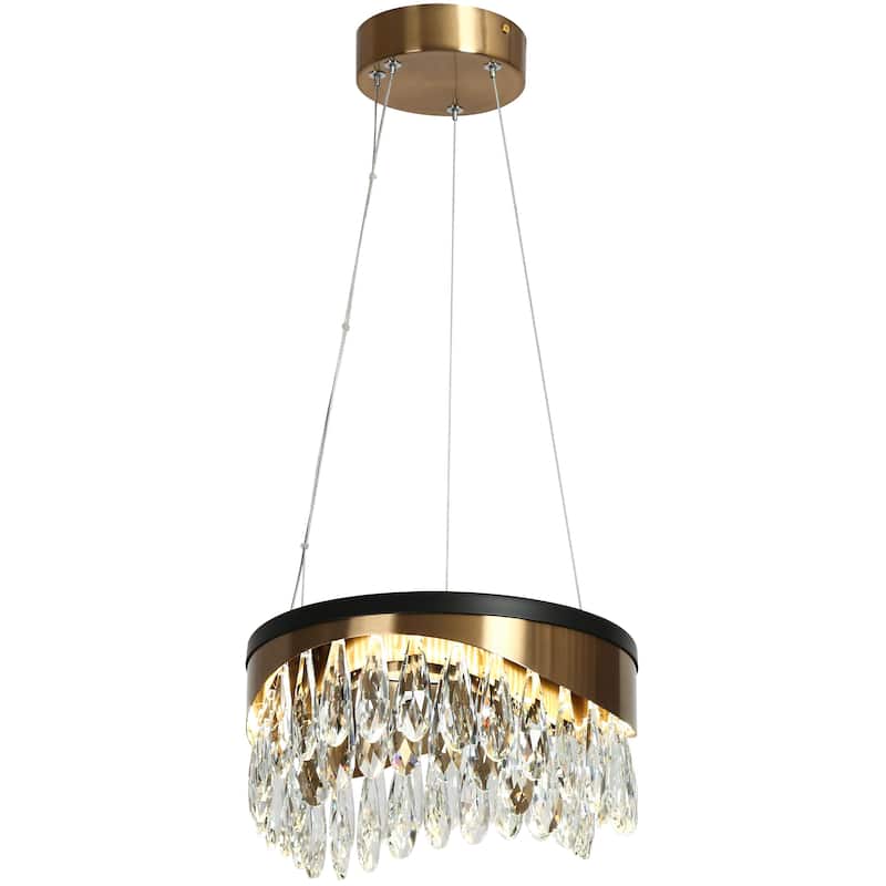 Modern Crystal LED Drum Mini Chandelier Pendant for Kitchen Island Bedroom - 11.8"D x 6.7"H