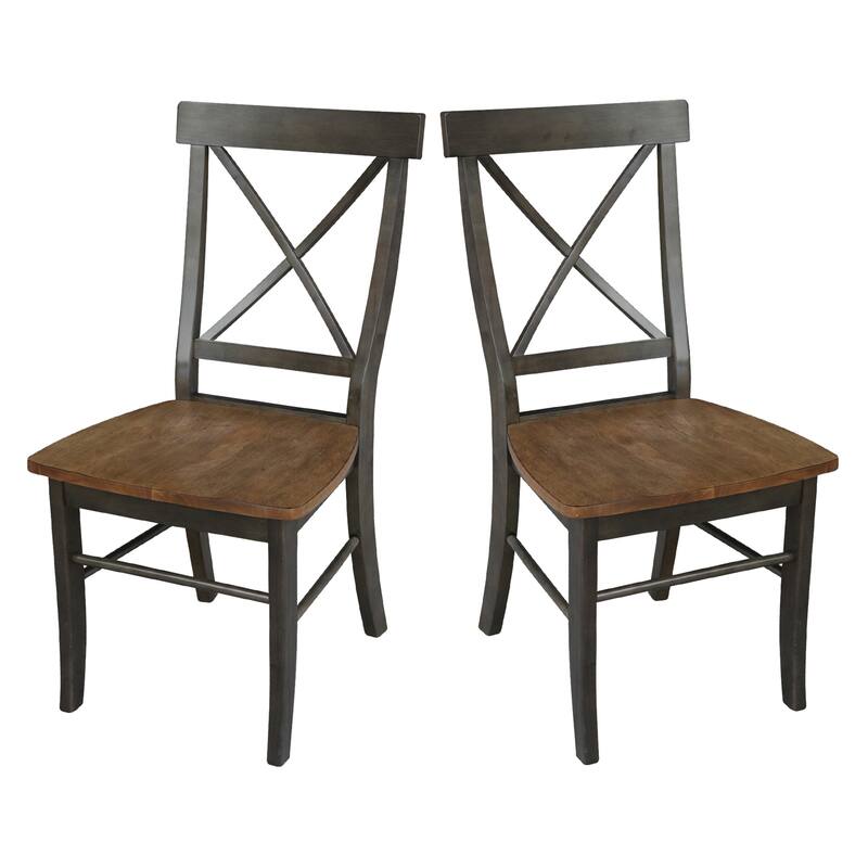 Set of Two X-Back Dining Chairs - Hickory/Washed Coal