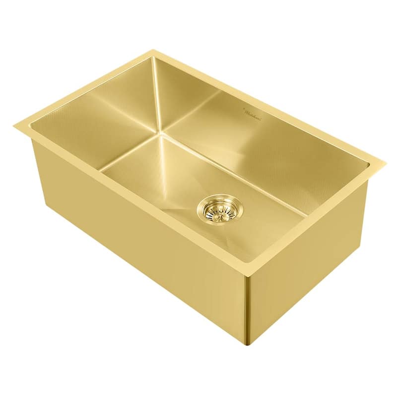 Whitehaus Collection Noah Plus Stainless Steel Undermount Kitchen Sink - Brass