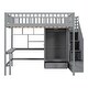 preview thumbnail 6 of 15, Multifunctional Design Loft Bed with Bookshelf, Drawers, Desk and Wardrobe, Full size, Grey