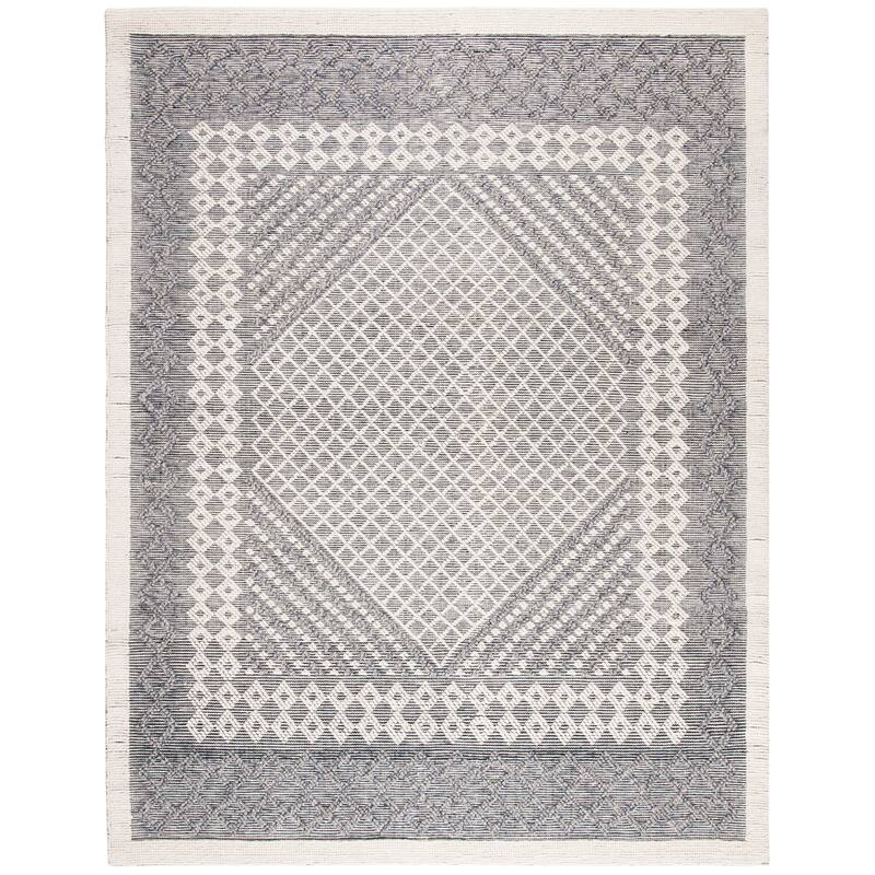 SAFAVIEH Handmade Natura Teresina Transitional Geometric Cream/Navy Wool Rug