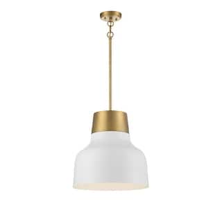 Meridian 1-Light Pendant in White with Natural Brass