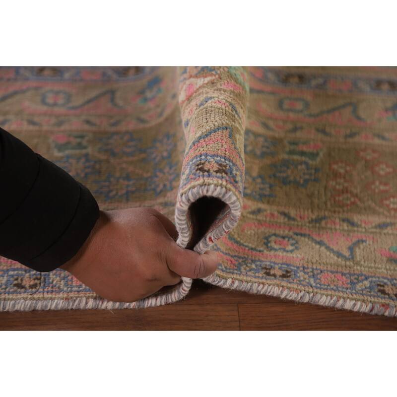 Hand Knotted Oriental 100% Wool Carpet Traditional Floral Oranges & Rust Mashad Area Rug - 9' 5'' X 6' 5''