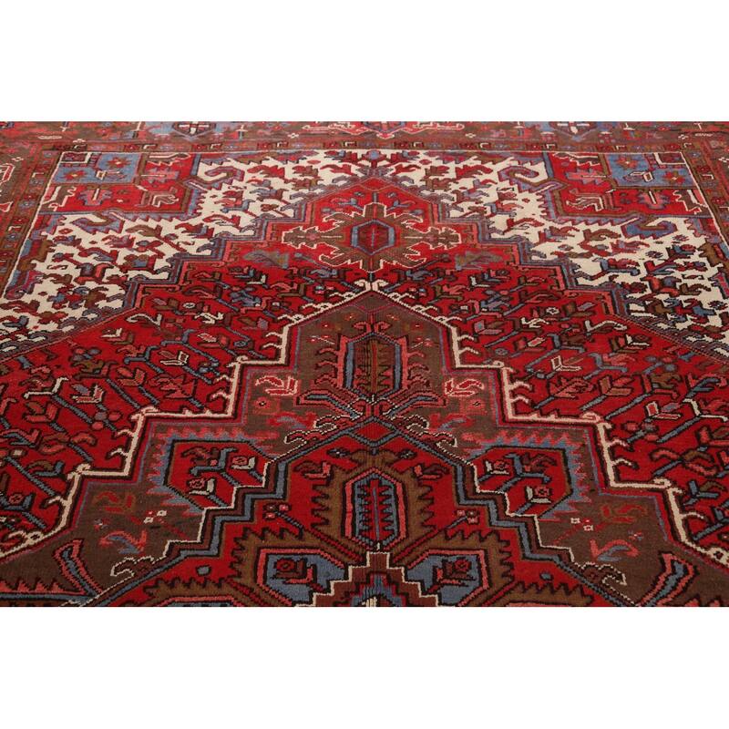Geometric Heriz Persian Area Rug Wool Handmade Living Room Carpet - 7'8" x 10'8"