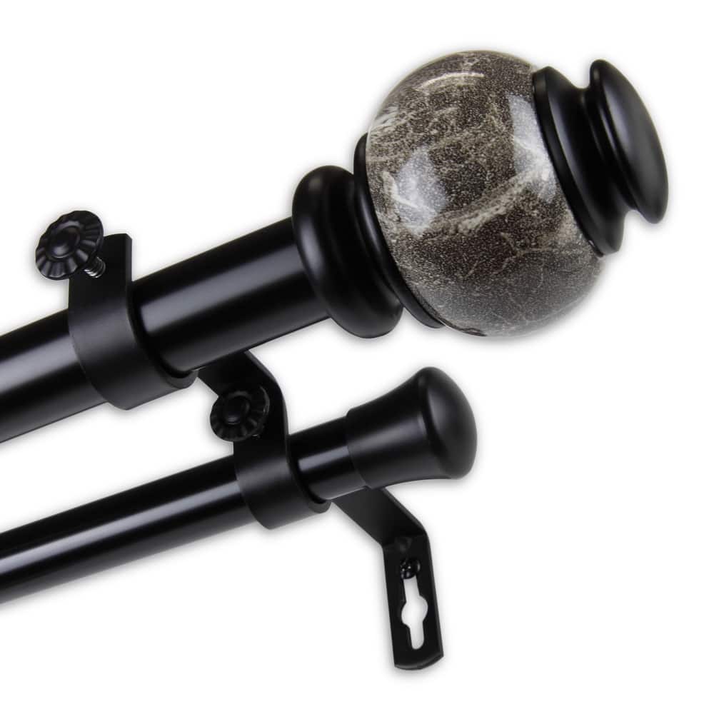 InStyleDesign Onyx 1 inch Diameter Adjustable Double Curtain Rod