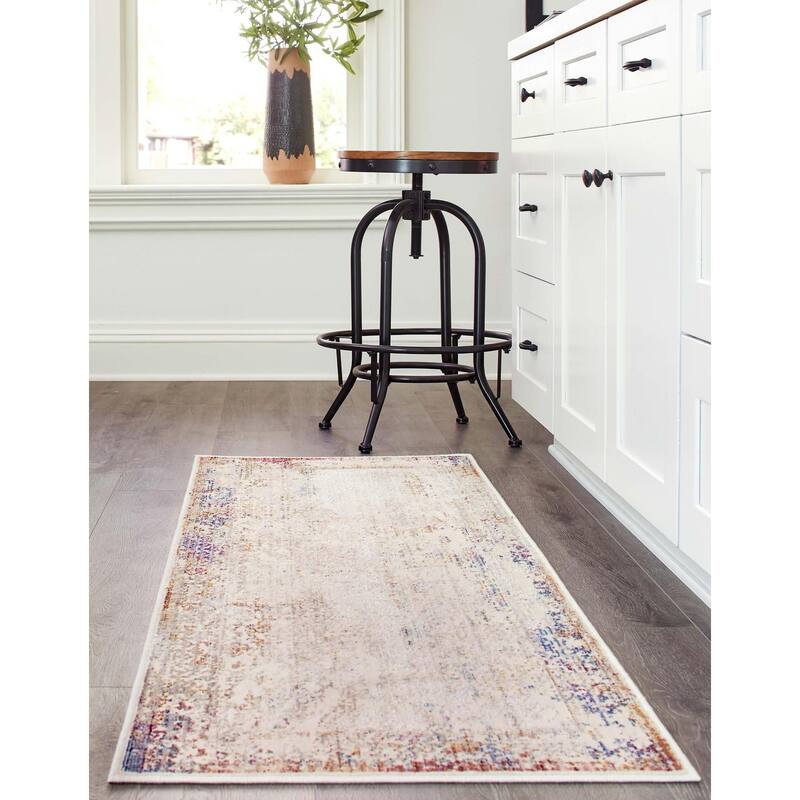 Transitional Zlalo Collection Area Rug - 2'6"x12' - Ivory