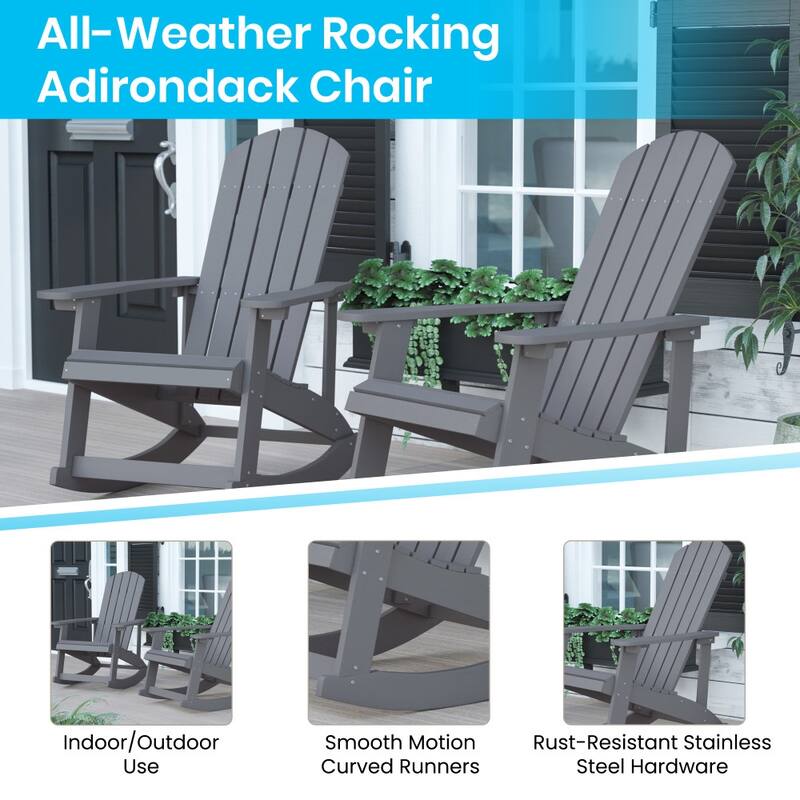 Adirondack Poly Resin Rocking Chairs for Indoor/Outdoor Use - 2 Pack