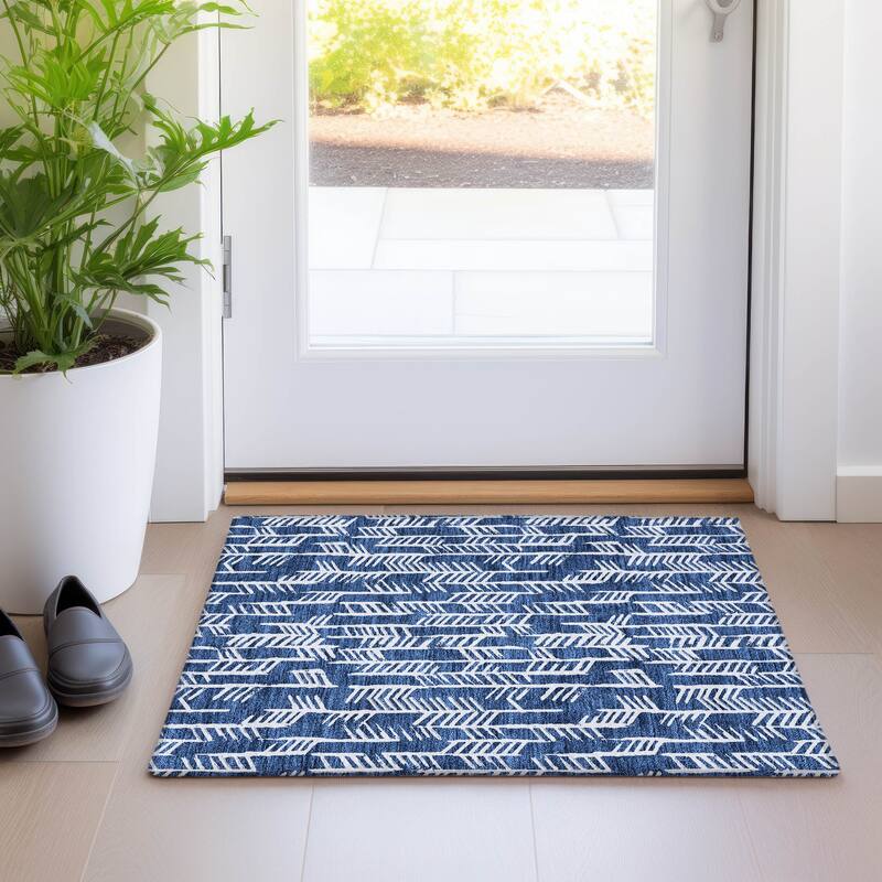 Premium Washable Super Soft Modern Arrows Mayfield Rug - Navy - 1'8" x 2'6"