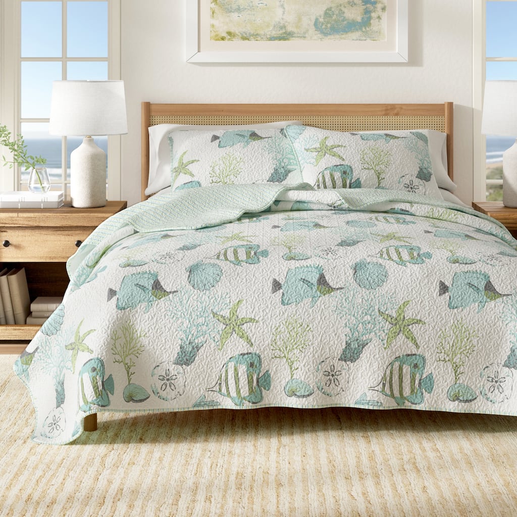 Linery & Co. Coastal Microfiber Quilt Set With Shams